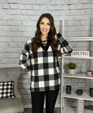 Load image into Gallery viewer, Crisscross Buffalo Plaid Pullover Sweater