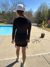 Load image into Gallery viewer, Black Long Sleeve Ruched Tie Dress