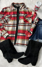 Load image into Gallery viewer, Mocha/Red Plaid Flannel Shacket