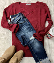 Load image into Gallery viewer, Ruby Red Crisscross Sweater