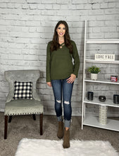 Load image into Gallery viewer, Olive Green Crisscross Sweater