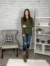 Load image into Gallery viewer, Olive Green Crisscross Sweater