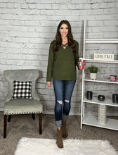 Load image into Gallery viewer, Olive Green Crisscross Sweater
