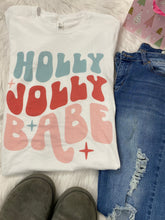 Load image into Gallery viewer, Holly Jolly Babe Holiday Graphic Tee Shirt