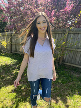 Load image into Gallery viewer, Lavender Speckles & Spots Ruffle Sleeve Top