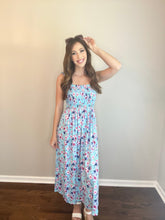 Load image into Gallery viewer, Turquoise Sleeveless Floral Print Dress