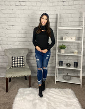 Load image into Gallery viewer, Black Cut Out Ribbed Long Sleeve Top