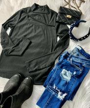 Load image into Gallery viewer, Black Cut Out Ribbed Long Sleeve Top