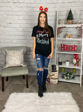 Load image into Gallery viewer, Joyful, Merry & Blessed Holiday Graphic Tee Shirt