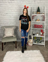 Load image into Gallery viewer, Joyful, Merry & Blessed Holiday Graphic Tee Shirt