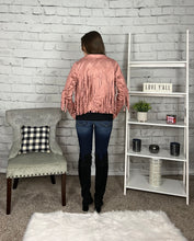 Load image into Gallery viewer, Dusty Rose Fringe Jacket
