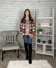 Load image into Gallery viewer, Mocha/Red Plaid Flannel Shacket