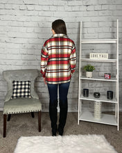 Load image into Gallery viewer, Mocha/Red Plaid Flannel Shacket