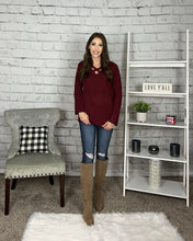 Load image into Gallery viewer, Ruby Red Crisscross Sweater