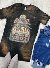 Load image into Gallery viewer, Tequila Shot Bleached Black Graphic Tee Shirt