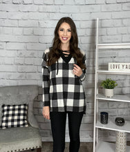 Load image into Gallery viewer, Crisscross Buffalo Plaid Pullover Sweater
