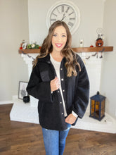 Load image into Gallery viewer, Oversized Black Sherpa Shacket
