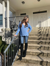 Load image into Gallery viewer, Baby Blue Scalloped Sweater
