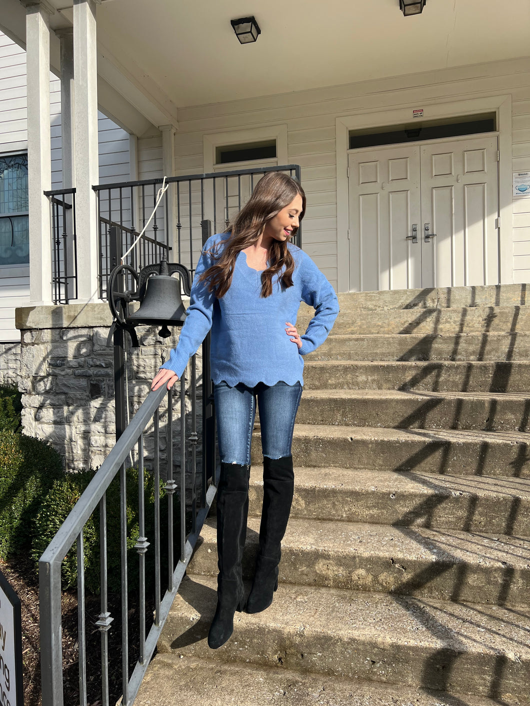 Baby Blue Scalloped Sweater