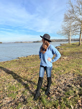 Load image into Gallery viewer, Baby Blue Scalloped Sweater

