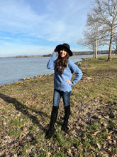 Load image into Gallery viewer, Baby Blue Scalloped Sweater
