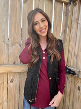Load image into Gallery viewer, Cute As a Button Burgundy Long Sleeve Top

