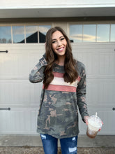 Load image into Gallery viewer, Women&#39;s Camo and Metallic Stripe Long Sleeve Top
