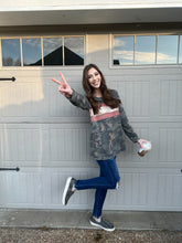 Load image into Gallery viewer, Women&#39;s Camo and Metallic Stripe Long Sleeve Top
