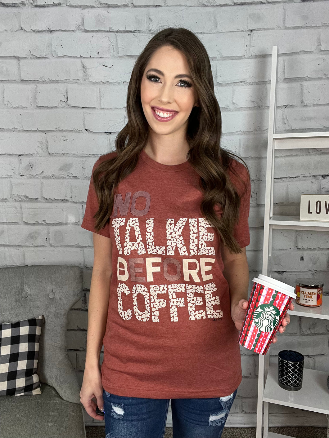 No Talkie Before Coffee Graphic Tee Shirt