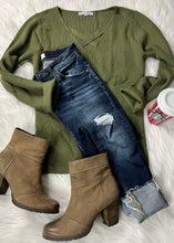Load image into Gallery viewer, Olive Green Crisscross Sweater

