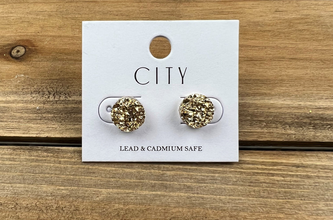 Rose Gold Round Druzy Post Earrings