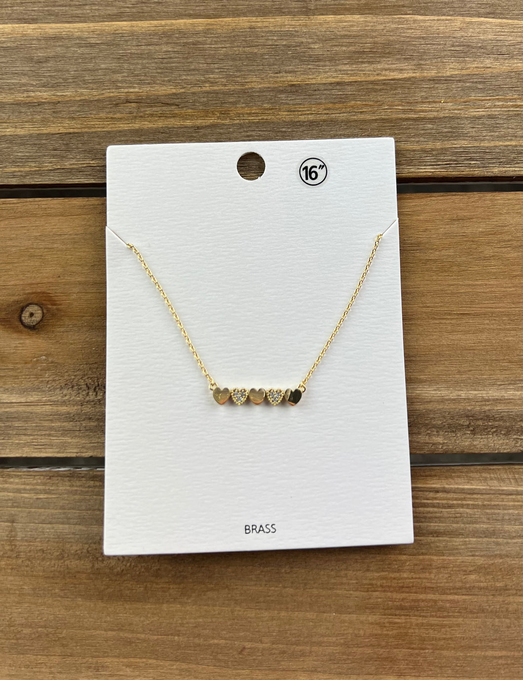 Gold Heart Bar Pendant Necklace