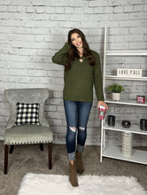 Load image into Gallery viewer, Olive Green Crisscross Sweater
