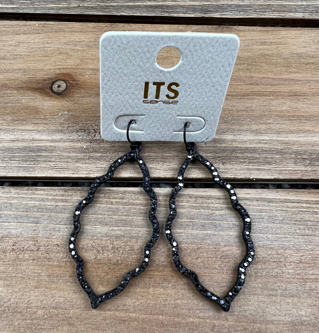 Hematite Rhinestone Accented Hook Earrings