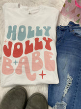 Load image into Gallery viewer, Holly Jolly Babe Holiday Graphic Tee Shirt
