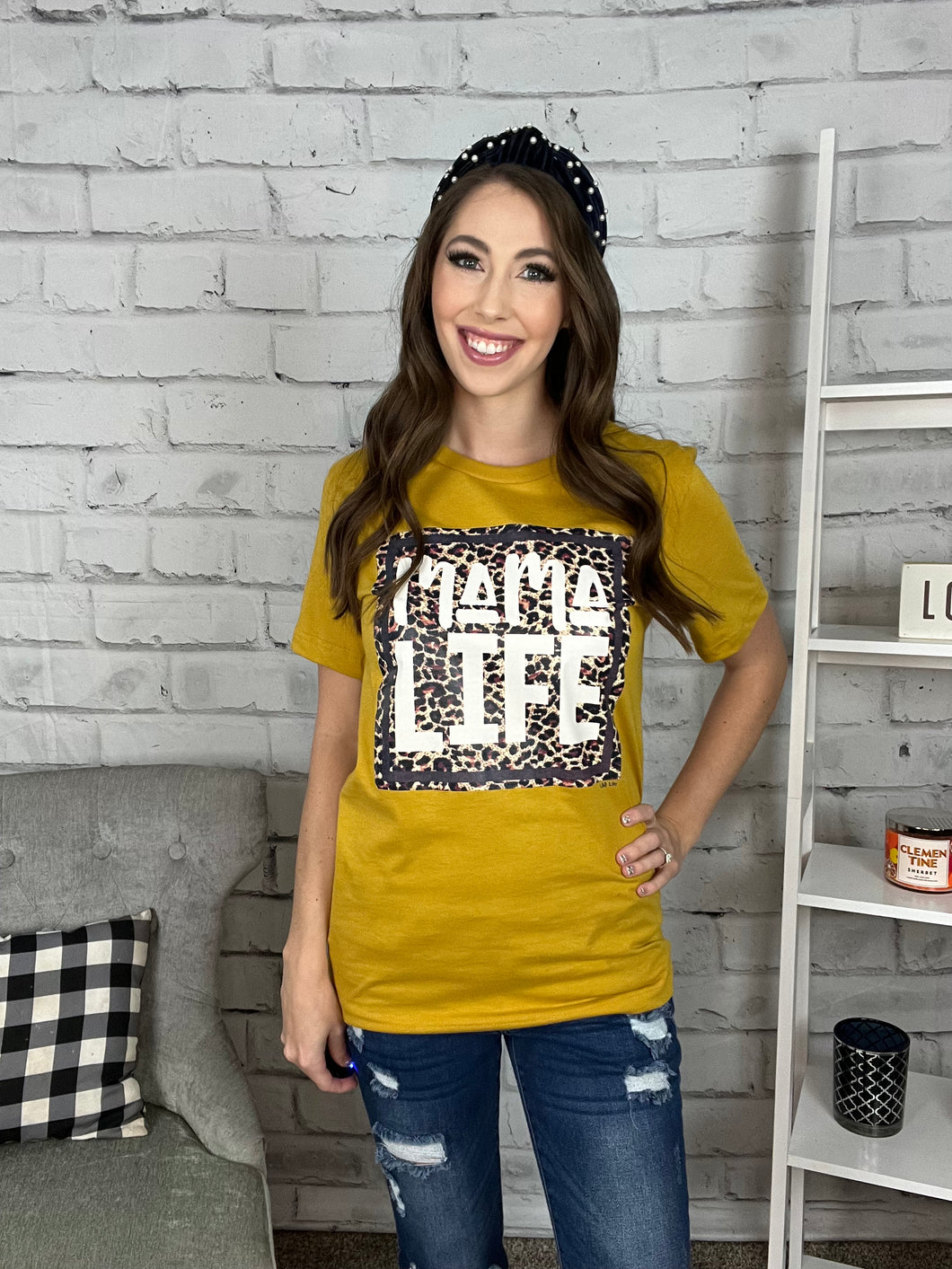 Mustard Mama Life Graphic Tee Shirt