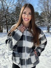 Load image into Gallery viewer, Plaid Teddy Bear Sherpa Jacket
