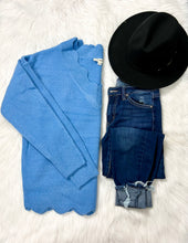 Load image into Gallery viewer, Baby Blue Scalloped Sweater
