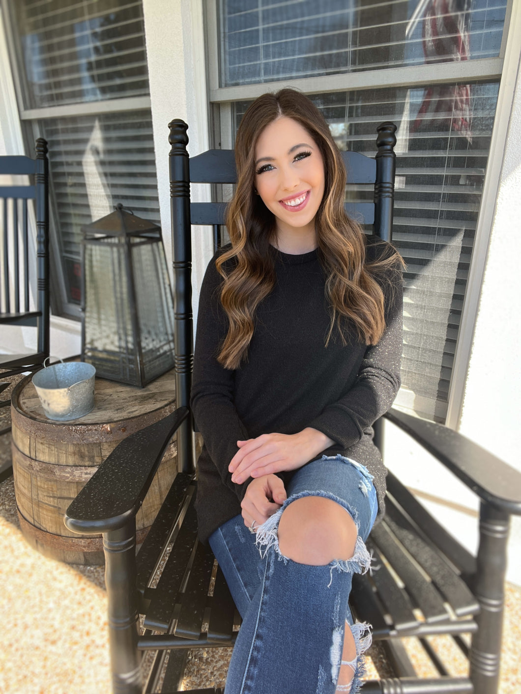 Women's Black Metallic Tunic