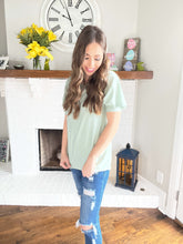 Load image into Gallery viewer, Sage Swiss Dot Puff Sleeve Top
