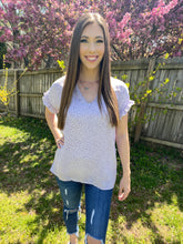 Load image into Gallery viewer, Lavender Speckles &amp; Spots Ruffle Sleeve Top
