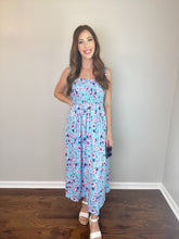 Load image into Gallery viewer, Turquoise Sleeveless Floral Print Dress
