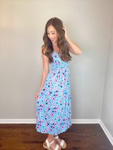 Load image into Gallery viewer, Turquoise Sleeveless Floral Print Dress
