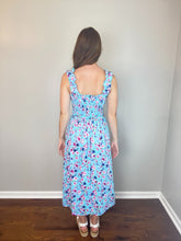 Load image into Gallery viewer, Turquoise Sleeveless Floral Print Dress
