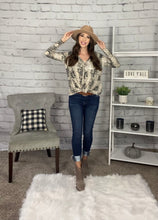 Load image into Gallery viewer, Snakeskin Twist Front Long Sleeve Top
