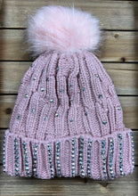 Load image into Gallery viewer, Blush Rhinestone Pom Beanie
