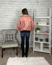 Load image into Gallery viewer, Dusty Rose Fringe Jacket
