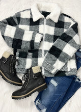 Load image into Gallery viewer, Plaid Teddy Bear Sherpa Jacket
