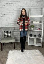 Load image into Gallery viewer, Mocha/Red Plaid Flannel Shacket
