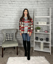 Load image into Gallery viewer, Mocha/Red Plaid Flannel Shacket
